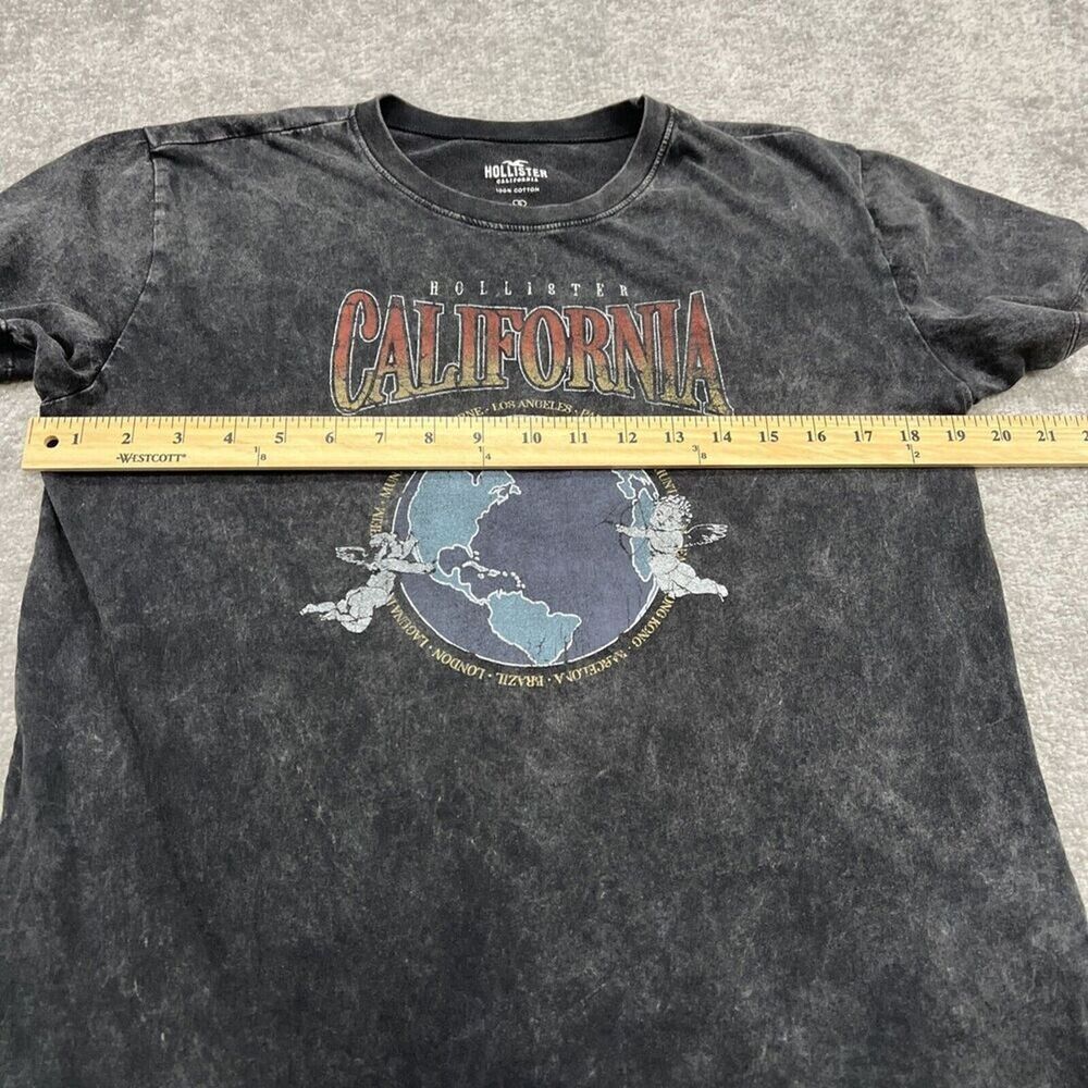 Hollister California T Shirt Graphic Tee Size Small Stone Faded Black Womens - Picture 7 of 7
